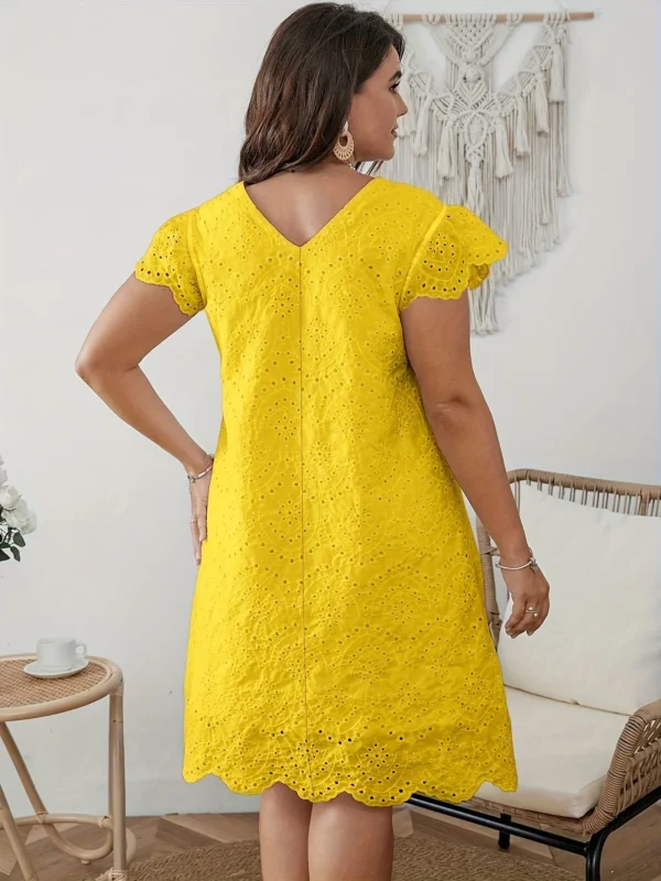 Ladies' Elegant Plus Size Woven Dress
  (Solid Color) - Image 2