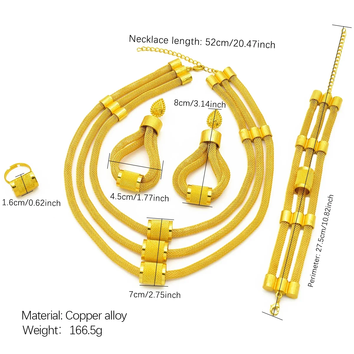 Luxury Dubai Ethiopian Set: Multilayer Necklace & Earrings (24K Gold) 5 Luxury Dubai Ethiopian Set: Multilayer
  Necklace & Earrings (24K Gold) - Image 5