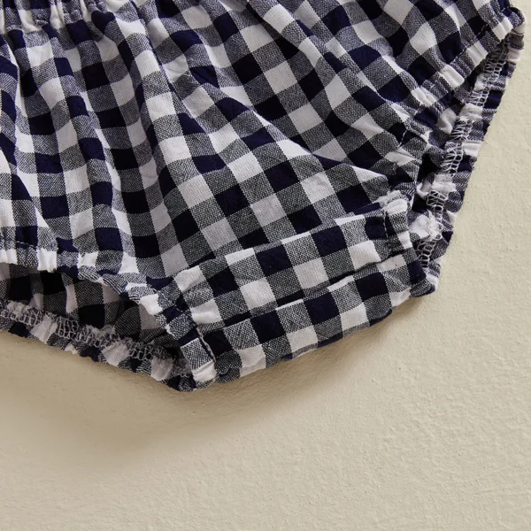 Newborn Baby
  Shorts: Plaid Print Cotton Soft Triangle Baby Girl Shorts - Image 3