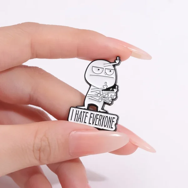 "I Hate Everyone" Brooch:
  Funny Enamel Pin for Backpack & Lapel Badge - Image 4