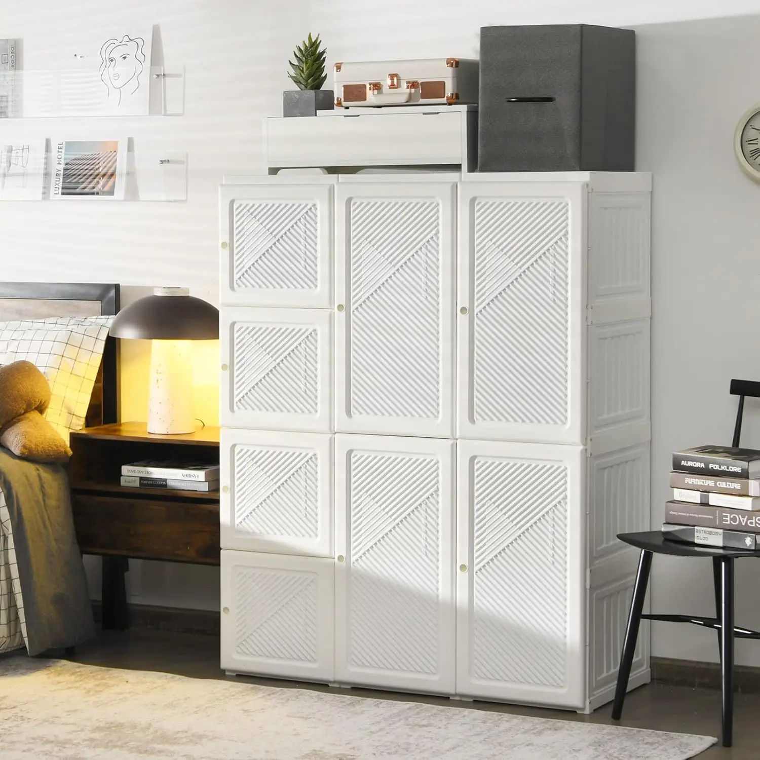 Portable Folding Closet Wardrobe: Cubby Storage, Hanging Rods, Magnet Doors 2 Portable Folding Closet Wardrobe: Cubby
  Storage, Hanging Rods, Magnet Doors - Image 2