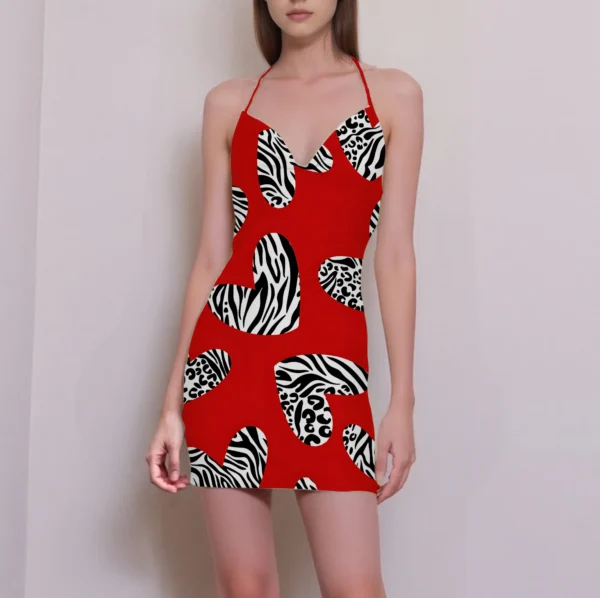 Suspender Mini Dress: Sexy Backless
  Zebra Print Soft Breathable Fabric - Image 4
