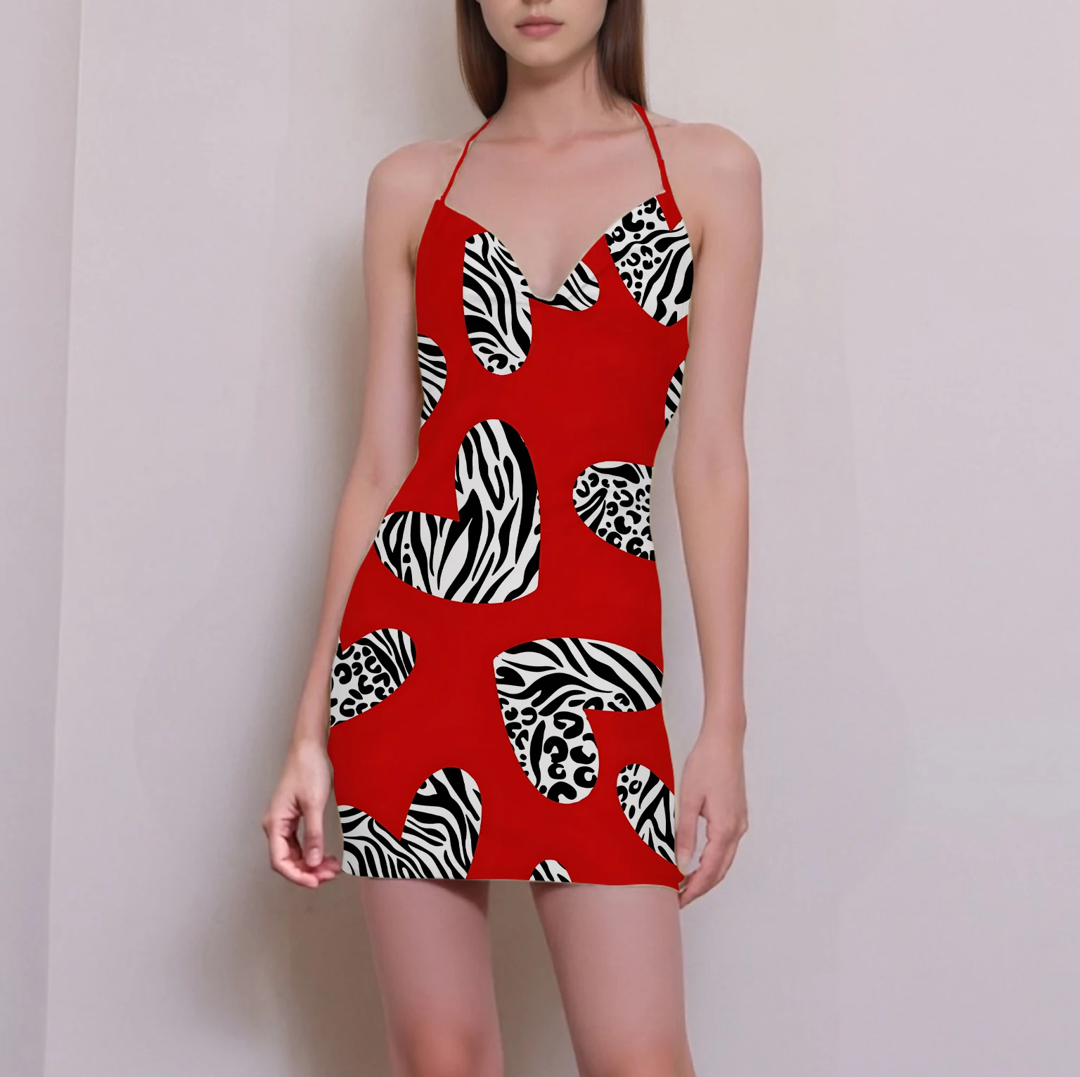 Suspender Mini Dress: Sexy Backless Zebra Print Soft Breathable Fabric 4 Suspender Mini Dress: Sexy Backless
  Zebra Print Soft Breathable Fabric - Image 4