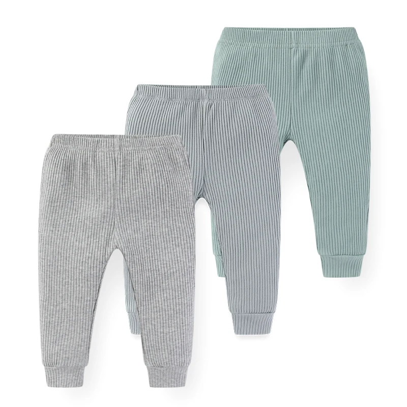 3PCS Solid
  Color Cotton Baby Boy Pants: Newborn Girl Trousers (0-24M)