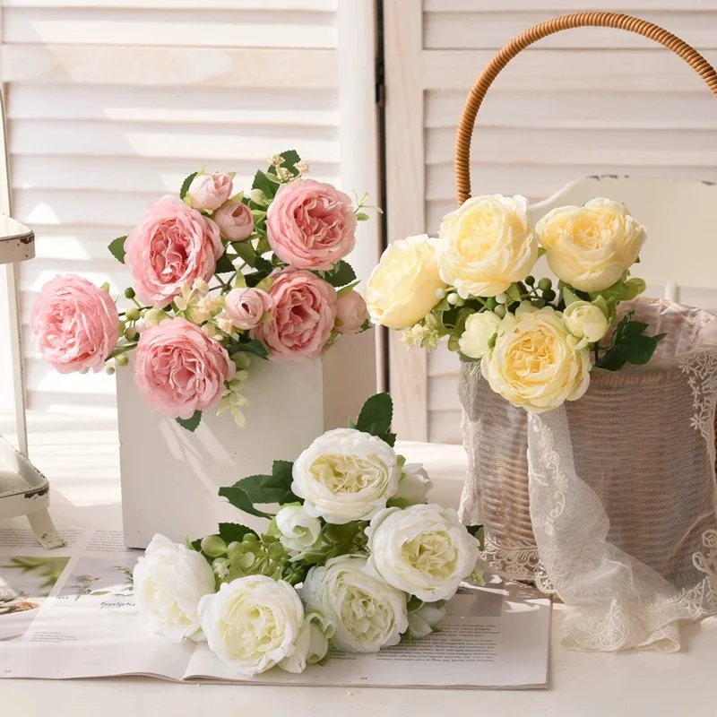 30cm Rose Pink Silk Bouquet Peony: Artificial Flower Bride Wedding Decor 8 30cm Rose
  Pink Silk Bouquet Peony: Artificial Flower Bride Wedding Decor - Image 8