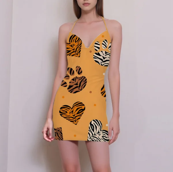 Suspender Mini Dress: Sexy Backless
  Zebra Print Soft Breathable Fabric