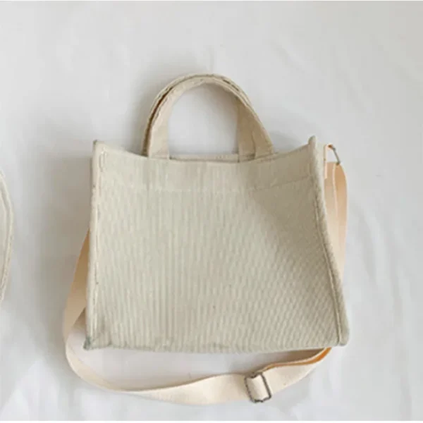 Women's Corduroy Handbag: Simple
  Portable Large Capacity Shoulder Tote - Image 5