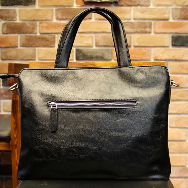 Black Men's PU Leather Briefcase: Luxury
  Laptop Shoulder Messenger Bag - Image 5
