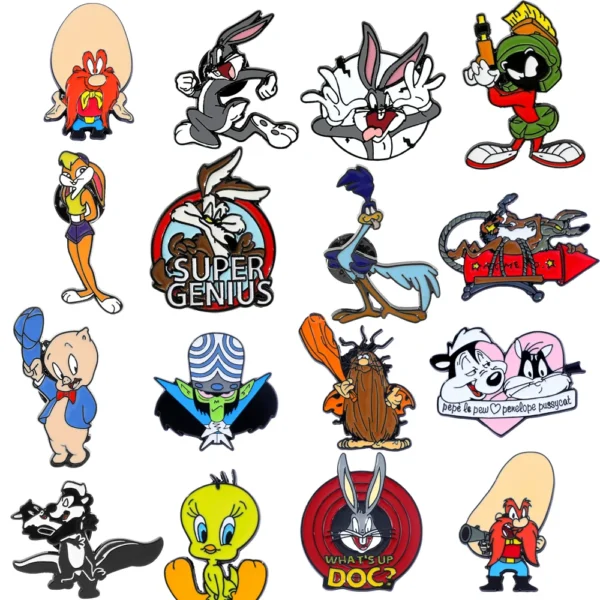 16 Pcs BugsBunny Anime Brooch: Cute
  Rabbit Enamel Pin Metal Badge Gift - Image 4