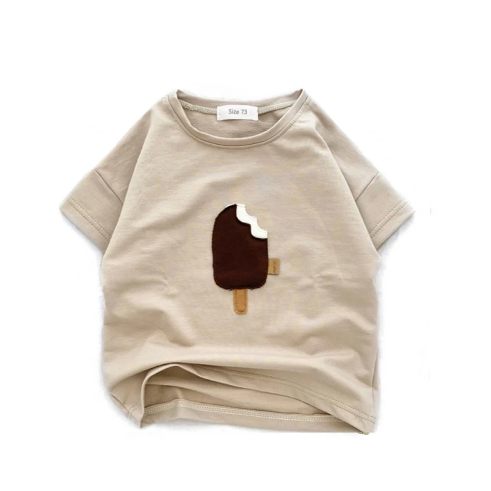 Baby Boys Ice
  Cream Shirt: Cotton Short Sleeve Casual Pullover Top