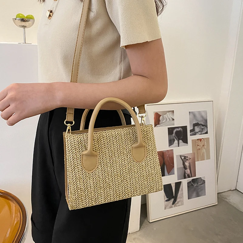 Grass Woven Crossbody Bag: Japanese Flower Handbag, Fashion Shoulder Bag 3 Grass Woven Crossbody Bag: Japanese
  Flower Handbag, Fashion Shoulder Bag - Image 3