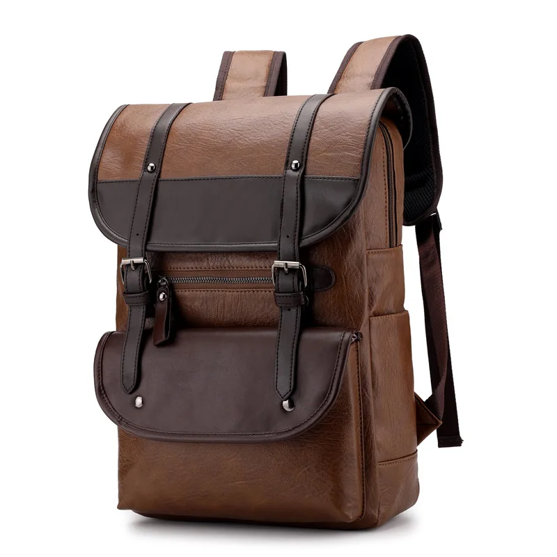 Vintage PU Leather Backpack: Laptop,
  School, Travel, Waterproof, Large Capacity