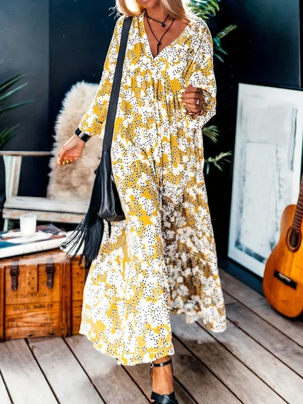 Plus Size Flower Lantern Sleeve Dress:
  Elegant Casual Spring/Summer Wear