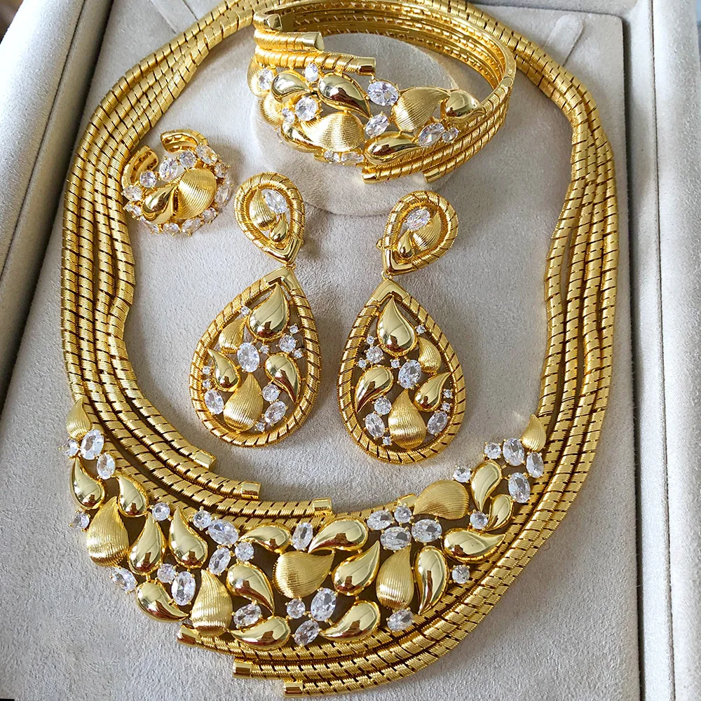 GODKI 4PCS Crossover African/Indian
  Jewelry Set: Zircon Dubai Engagement
