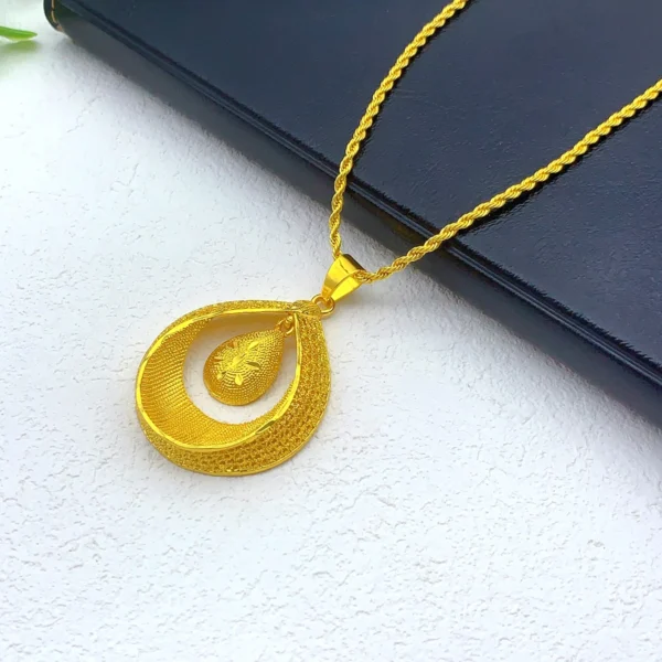 24K Gold Plated Droplet Necklace &
  Earrings: Bridal Party Jewelry Set - Image 4