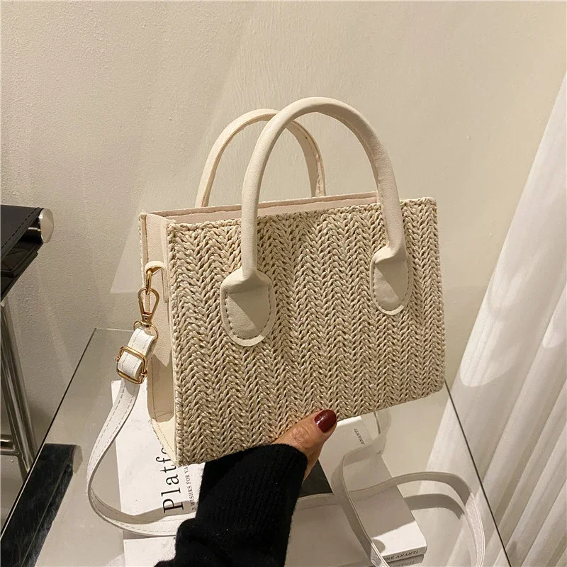 Grass Woven Crossbody Bag: Japanese
  Flower Handbag, Fashion Shoulder Bag
