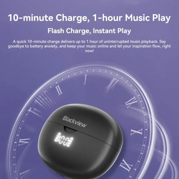 Blackview AirBuds 13: Wireless Ear Clip
  Headset, LED Display, IPX7, BT 5.4 - Image 4