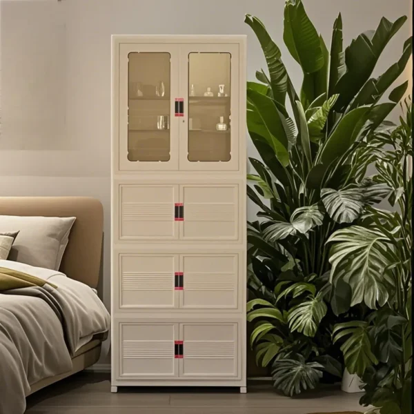 Folding Storage Wardrobe: Magnetic Door,
  Universal Wheels, Stackable Design