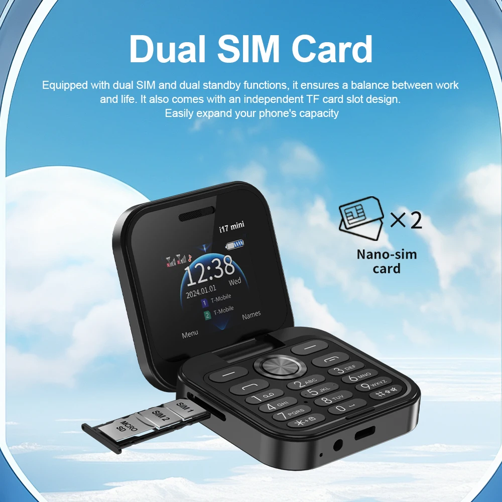 SERVO i17
  Mini Flip Phone: Dual SIM, Video Player, Magic Voice, 2G Network