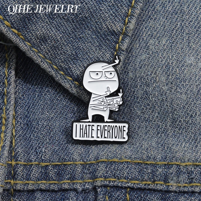 "I Hate Everyone" Brooch:
  Funny Enamel Pin for Backpack & Lapel Badge