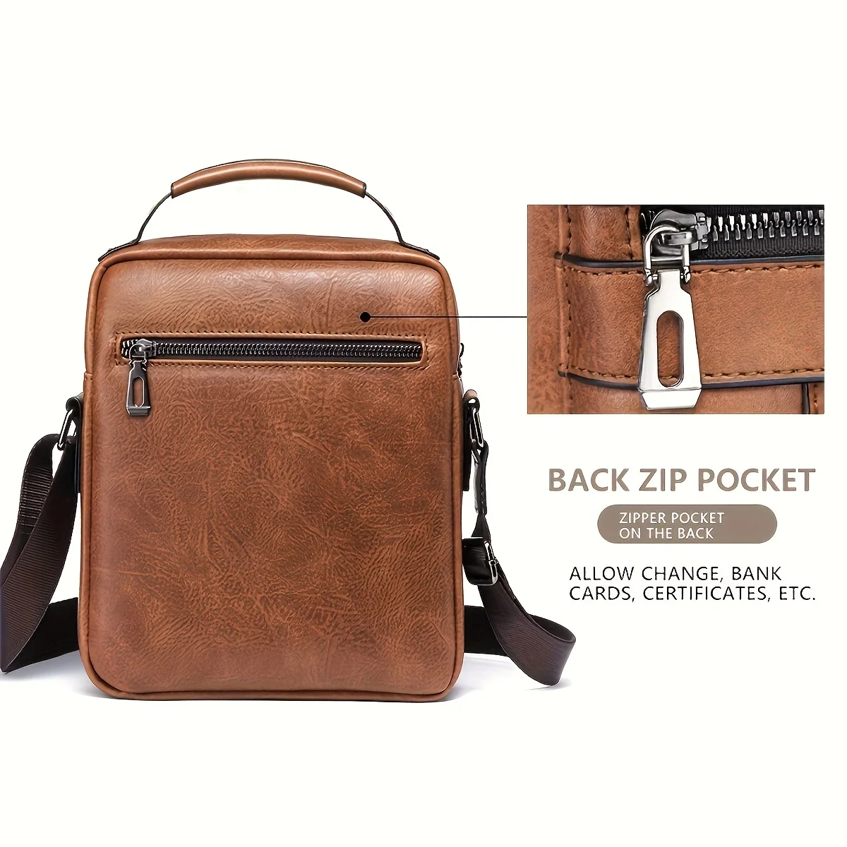 Men's Casual Crossbody Briefcase Backpack: Vertical Flap Messenger Bag 2 Men's Casual Crossbody Briefcase
  Backpack: Vertical Flap Messenger Bag - Image 2