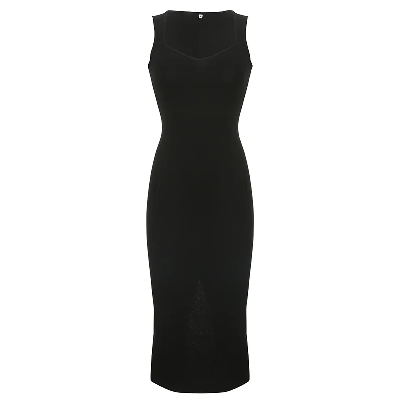 Myufon Knit Long Dress: Square Collar Sleeveless Y2K Vintage Casual 6 Myufon Knit Long Dress: Square Collar
  Sleeveless Y2K Vintage Casual - Image 6