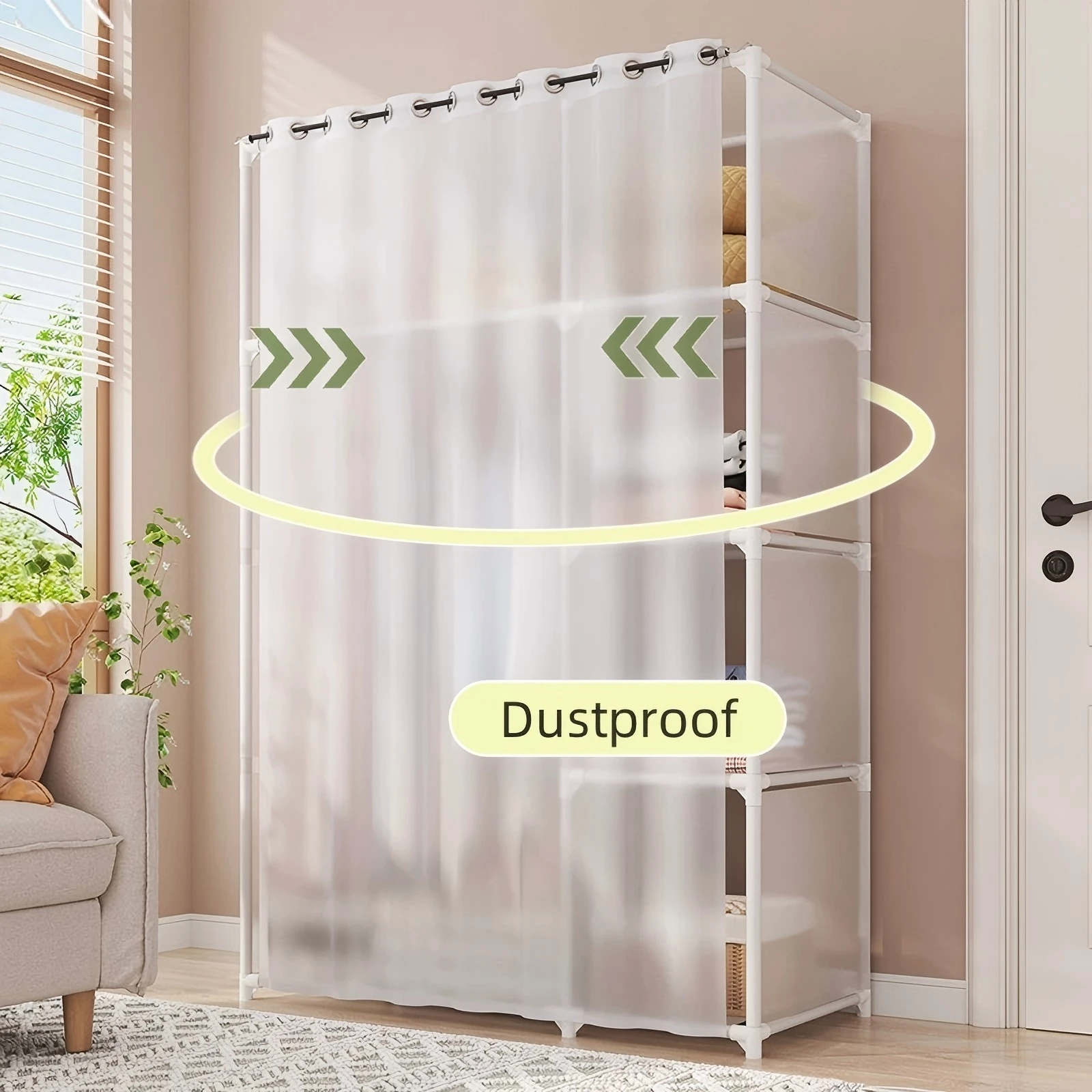 Simple Cloth Wardrobe Rack: Dustproof Closet w/ 3 Foldable Storage Bags 3 Simple Cloth Wardrobe Rack: Dustproof
  Closet w/ 3 Foldable Storage Bags - Image 3