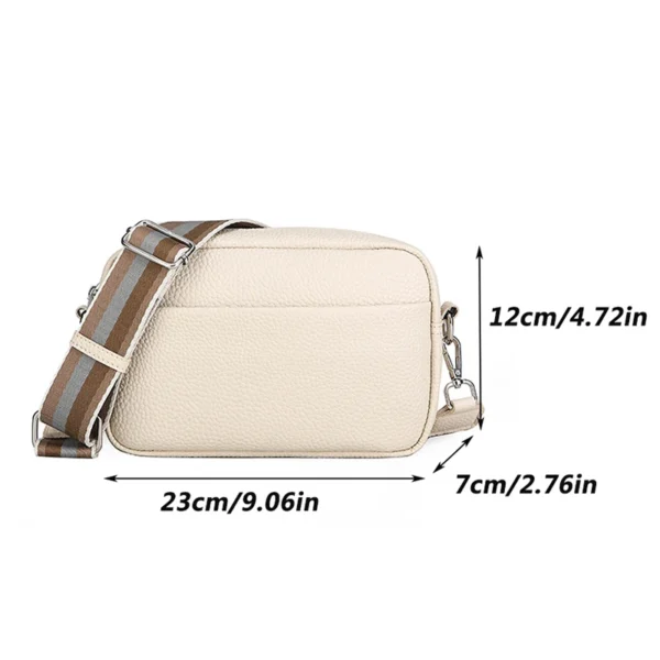 Solid Color Multi-Layer Sling Bag: PU
  Leather Wide Strap Crossbody - Image 6