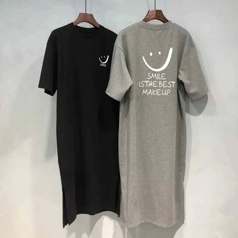 Women's Summer T-Shirt Dress: Loose,
  Mid-Length, Short Sleeve, Over-Knee