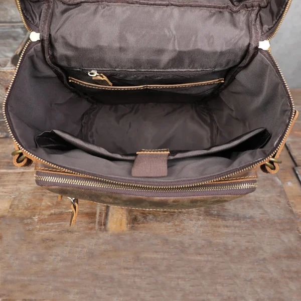Vintage Crazy Horse Leather Backpack:
  Laptop, School, & Travel Shoulder Bag - Image 6