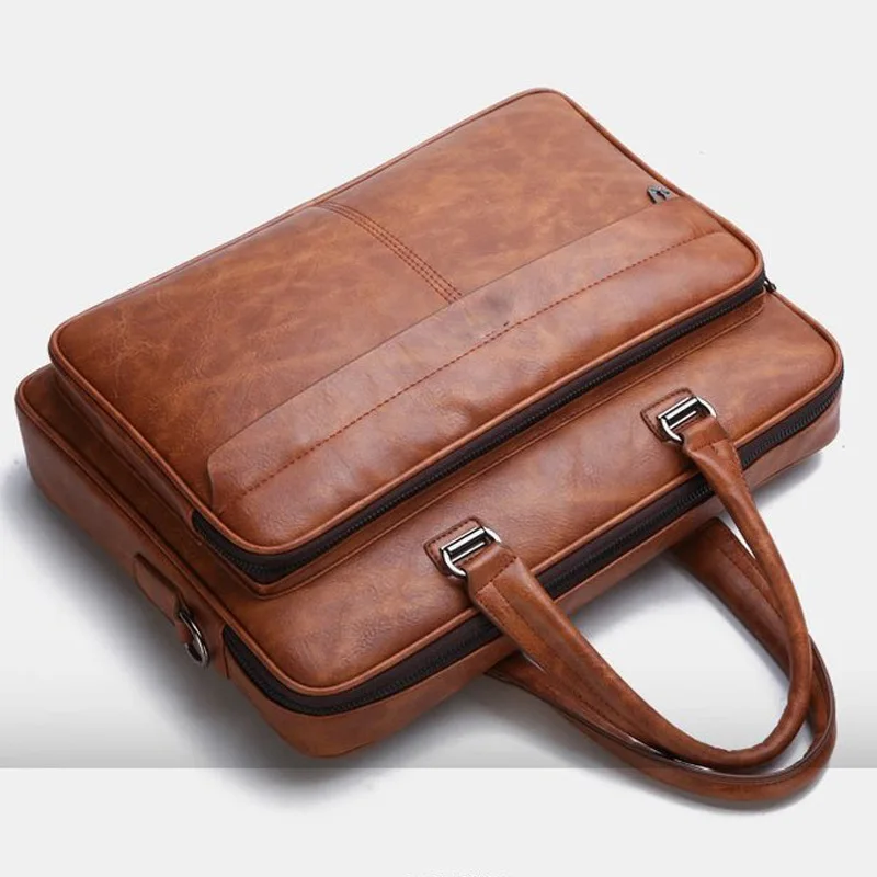 Men's PU Leather Briefcase: Large
  Capacity, Waterproof Business Crossbody Bag