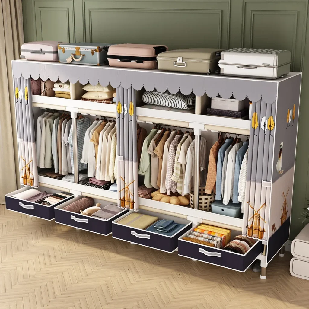 Oversized Portable Folding Cloth
  Wardrobe: Organizer Rack & Canvas Closet