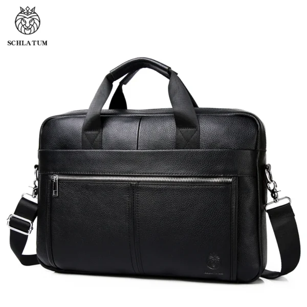 SCHLATUM Men's Genuine Leather Briefcase:
  Luxury 15.6" Laptop Office Bag