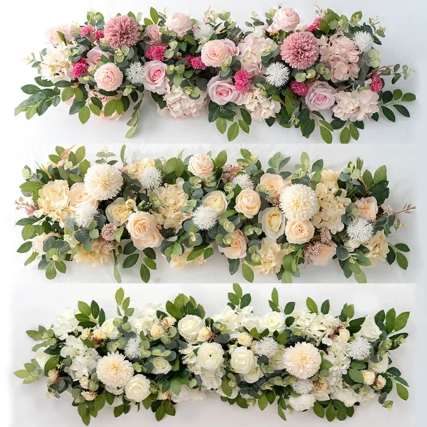 100cm Luxury
  White Rose Artificial Flower Row: Wedding Table Centerpiece - Image 3