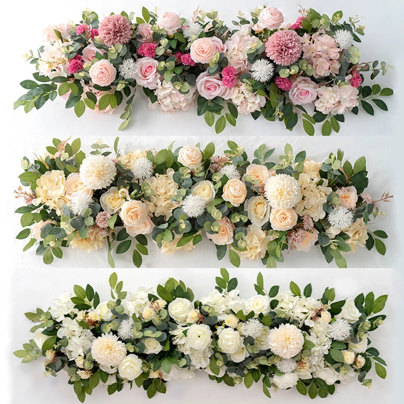 100cm Luxury White Rose Artificial Flower Row: Wedding Table Centerpiece 3 100cm Luxury
  White Rose Artificial Flower Row: Wedding Table Centerpiece - Image 3
