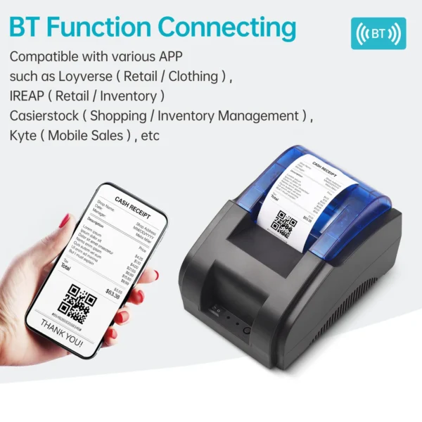 58mm Desktop
  Thermal Printer: Wireless Bluetooth for POS Receipt & Bill - Image 4