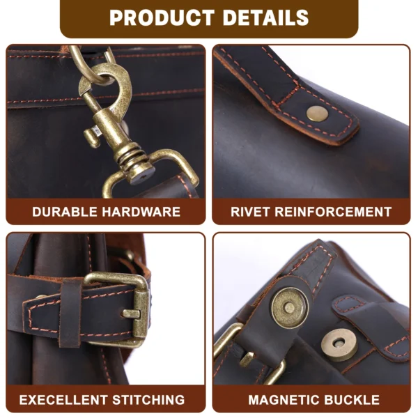 Luxury Leather Briefcase for Men:
  Designer Work Tote & A4 Crossbody Bag - Image 4