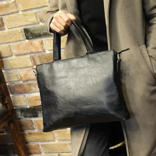 Black Men's PU Leather Briefcase: Luxury
  Laptop Shoulder Messenger Bag - Image 2