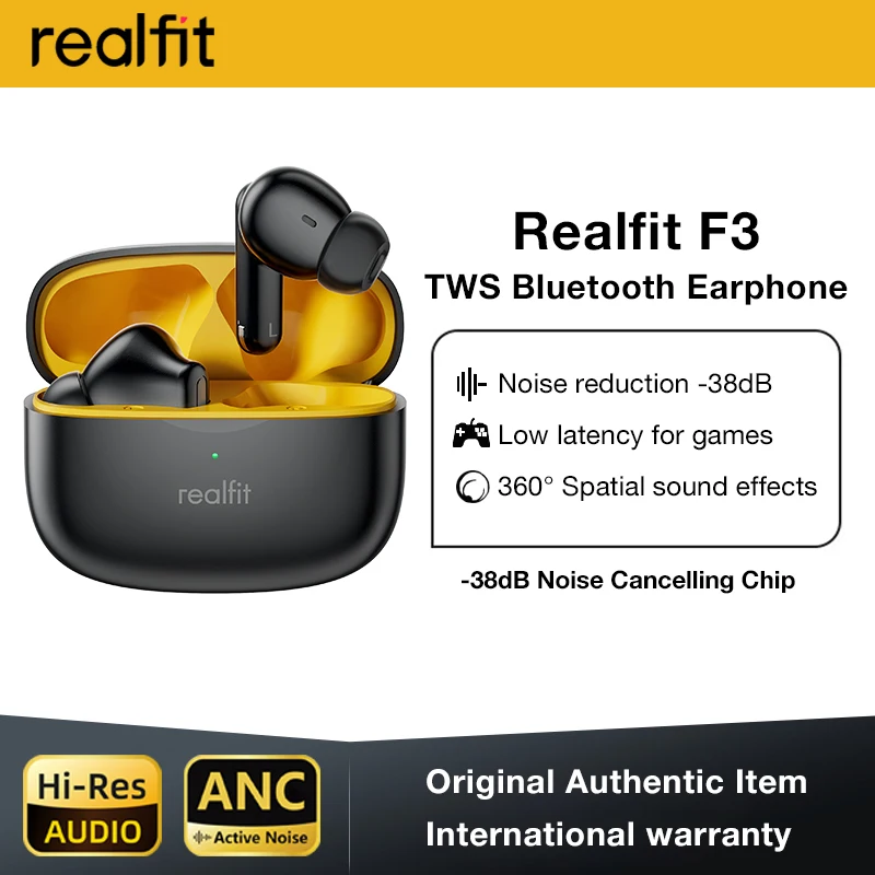 Realfit F3 ANC Earphones: Active Noise
  Cancellation, HIFI Stereo, Gaming