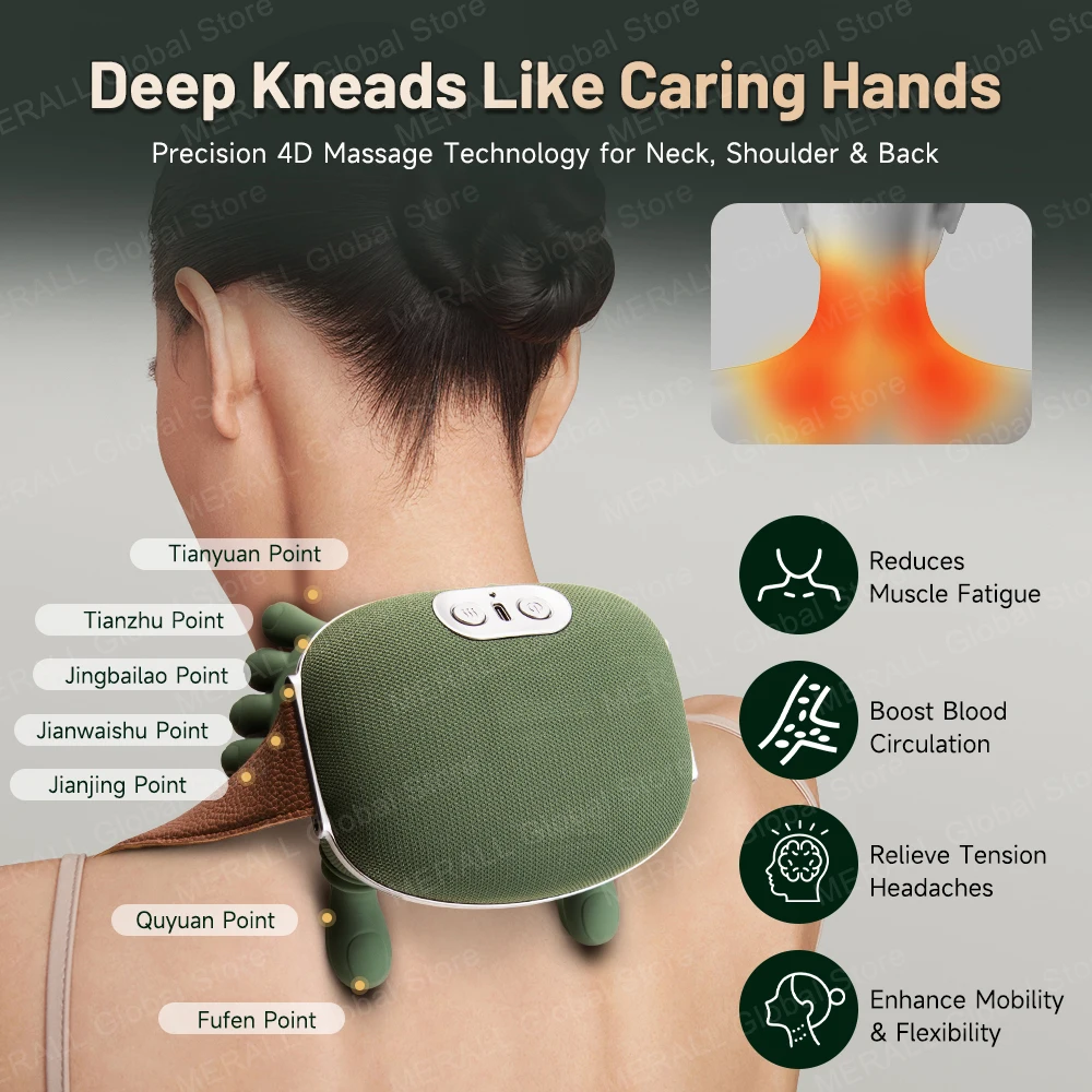 MERALL Neck Massager: Portable Tension
  & Pain Relief Massage Device
