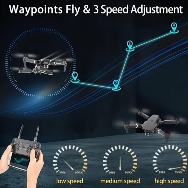 E88 Foldable RC Drone with Camera, APP
  Control, Real-Time Video (2 Batteries) - Image 10
