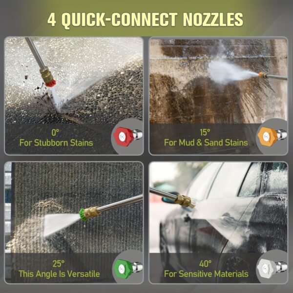 4800PSI Electric Pressure Washer: 25FT
  Hose, Foam Cannon, 4 Nozzles - Image 6