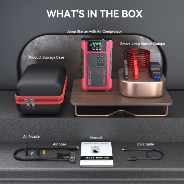 4000A Portable Car Jump Starter &
  Wireless Tire Inflator Air Compressor - Image 8