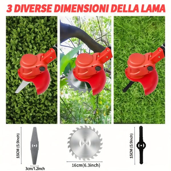 Portable Cordless Electric Lawn Mower
  & Weeder Kit (3 Blades, 2 Batteries) - Image 10