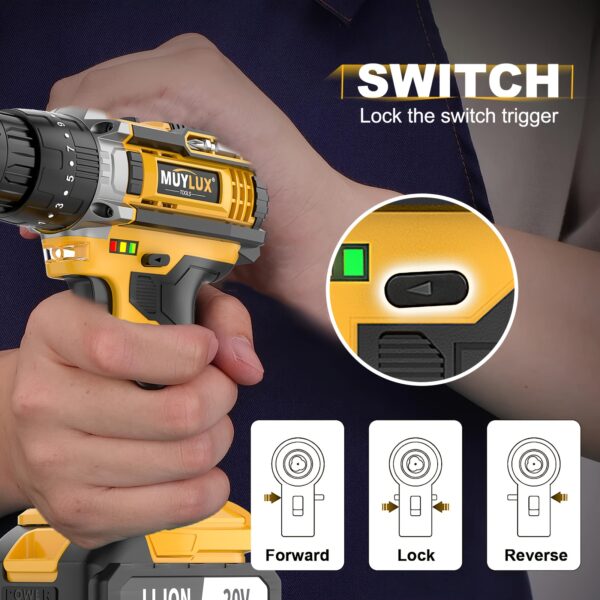 20V Cordless Drill Set: 2-Speed Impact
  Drill w/ 3/8" Keyless Chuck - Image 6