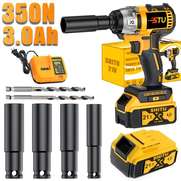 21V Brushless Cordless Impact Wrench Kit:
  4000mAh Battery & Toolbox - Image 10