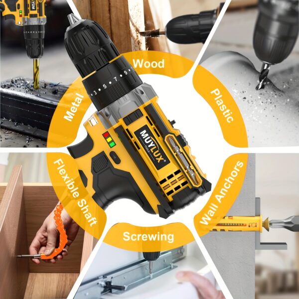 20V Cordless Drill Set: 2-Speed Impact
  Drill w/ 3/8" Keyless Chuck - Image 4
