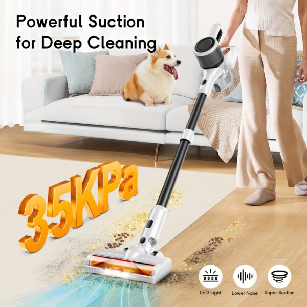 Cordless Stick Vacuum: 45kPa Power,
  Anti-Tangle, Lightweight for Pet Hair - Image 3