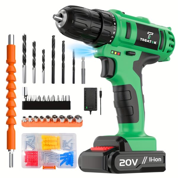 20V Cordless Drill Set: 2-Speed Impact
  Drill w/ 3/8" Keyless Chuck - Image 9