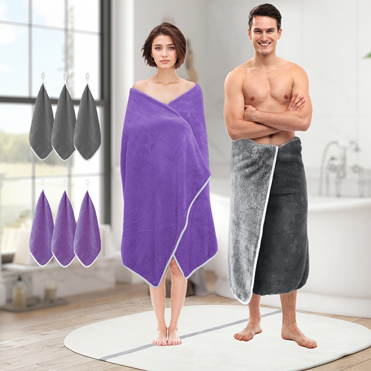 8-Pc Bath Towel Set: 2 XL Towels & 6 Soft, High-Absorbent Turban Towels 14 8-Pc Bath Towel Set: 2 XL Towels & 6
  Soft, High-Absorbent Turban Towels - Image 14